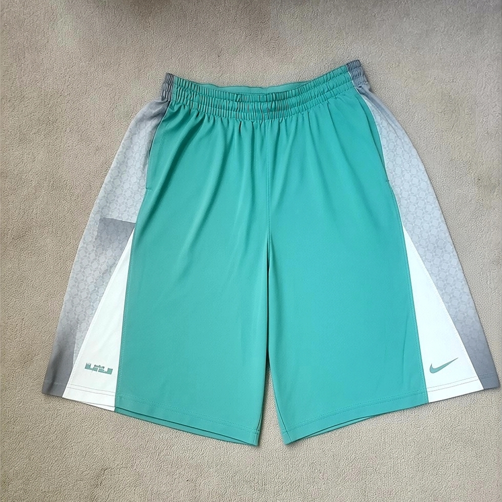 Nike Men’s Teal Athletic Shorts with Gray & White Panels